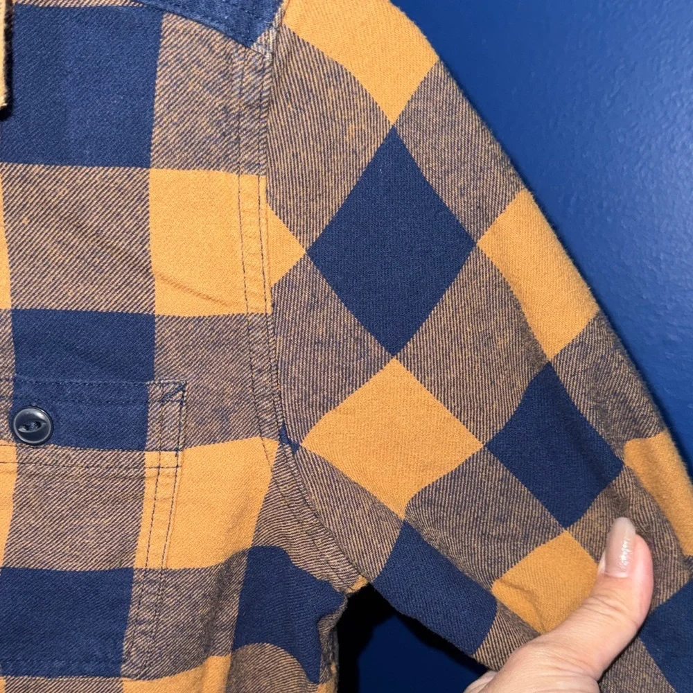 The Children's Place - Navy & Yellow Plaid Button-Down Shirt Size 10/12